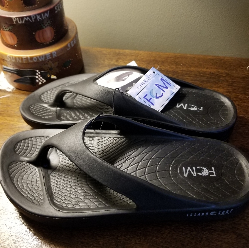 Island Surf Fom Solace Flip Flops Sandals 8 Black